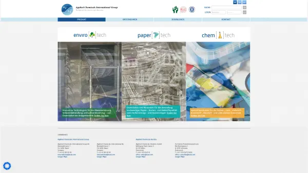 Website Screenshot: Applied Chemicals International Group Your Partner for Business Europe Entschäumer Geruchsbekämpfungsmittel Ecosorb Schlammentwäss - Produkt - ACAT - Date: 2023-06-22 12:13:06