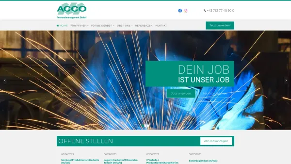 Website Screenshot: ACCO Personalmanagement GmbH - Personalleasing & Zeitarbeit in Linz, Steyr, St. Valentin - Date: 2023-06-14 10:38:38