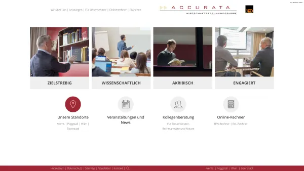Website Screenshot: Accurata Steuerberatungs GmbH - Steuerberater / Wirtschaftsprüfer / Unternehmensberater Eisenstadt, Wien, Krems | Accurata - Date: 2023-06-22 12:13:06