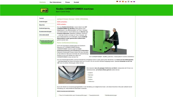 Website Screenshot: ACF Engineering und Automation GmbH. International - ACF flexible Cornerformer - DAS ORIGINAL - Date: 2023-06-14 10:38:38