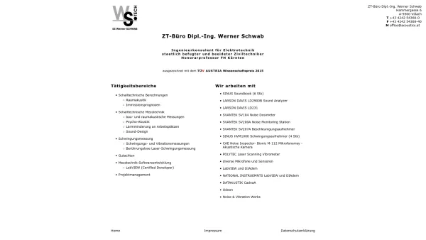 Website Screenshot: Dipl. Ing. Werner WS Tech - Homepage - Date: 2023-06-22 12:13:06