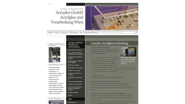 Website Screenshot: ACRYPLEX Kunststofftechnik GmbH - Plexiglas und Acrylglas Zuschnitte, Platten und Anfertigung von Acryplex GesmbH - Date: 2023-06-22 12:13:06