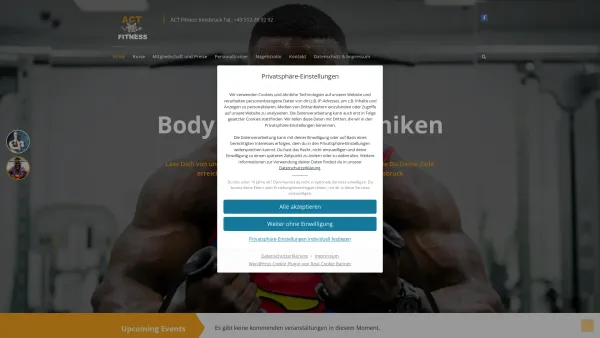 Website Screenshot: ACT Fitness Studio Tivoli neu Innsbruck Fitness Aerobic Ausdauer und Kraft - ACT Fitness Innsbruck Tel.: +43 512-39 02 92 - Date: 2023-06-22 12:13:06