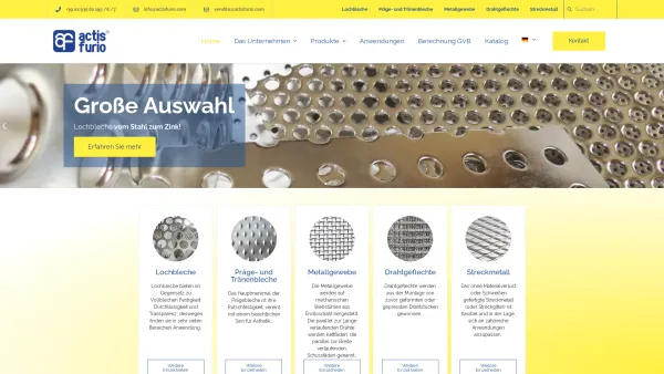 Website Screenshot: Metallgewebe Actis Furio - Lochbleche und Streckmetall - Date: 2023-06-22 12:13:06