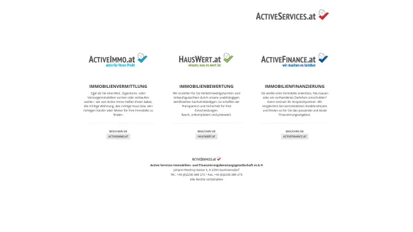 Website Screenshot: Active Services Immobilien und Finanzierungsberatung GmbH - ActiveServices.at - Date: 2023-06-22 12:13:06