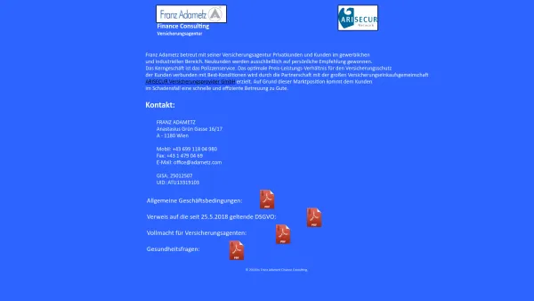 Website Screenshot: Franz ADAMETZ FINANCIAL CONSULTING - Finance Consulting - Date: 2023-06-22 15:00:03