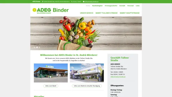 Website Screenshot: Binder Handels GmbH ADEG-Markt - Adeg Binder - Home - Date: 2023-06-22 15:00:03