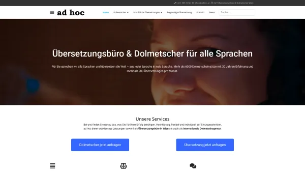Website Screenshot: AD HOC - Übersetzungsbüro & Dolmetschagentur Wien | ad hoc Dolmetscher & Übersetzungen – ad hoc Dolmetscher & Übersetzungen - Date: 2023-06-22 15:00:03
