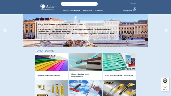 Website Screenshot: Adler Glastech GmbH - Adler Glastech GmbH Folientechnik - Handwerk & Industriebedarf - Date: 2023-06-14 10:46:36