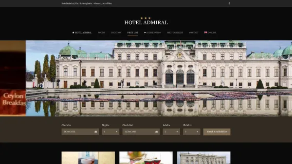 Website Screenshot: Juventus Hotelbetriebs und Handels-Gesellschaft Hotel Admiral Unterkunft Zentrum Wiens - Hotel Admiral Vienna - Hotel of Viennese tradition - Central Vienna location - Date: 2023-06-22 15:00:03