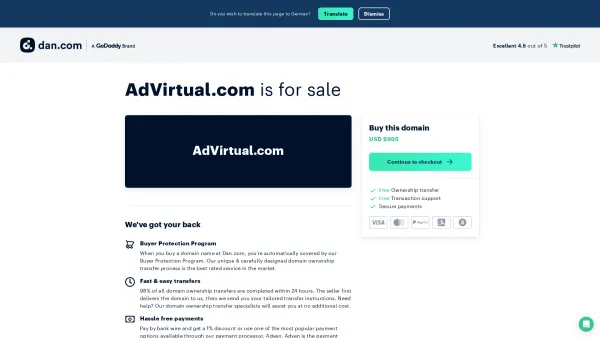 Website Screenshot: Advirtual Unternehmensberatung - The domain name AdVirtual.com is for sale | Dan.com - Date: 2023-06-22 12:13:06