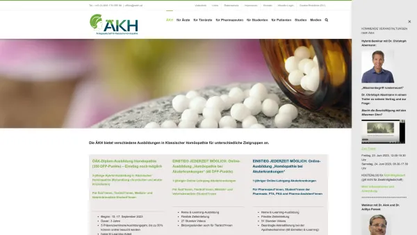 Website Screenshot: Ärztegesellschaft für klassische Homöopathie - Ärztegesellschaft für klassische Homöopathie - ÄKH - Ausbildung - Date: 2023-06-22 12:13:07