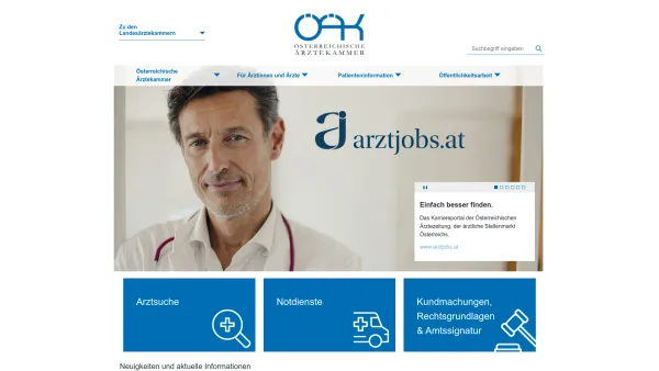 Website Screenshot: Österreichische Ärztekammer - Home - Date: 2023-06-14 10:38:39