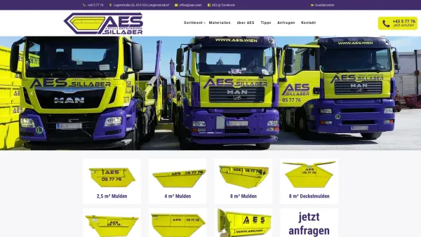 Website Screenshot: AES Abfall Entsorgung Sillaber GmbH Gerda Sillaber - AES Sillaber - Mulden mieten und Entsorgung in Wien - Date: 2023-06-26 10:26:05