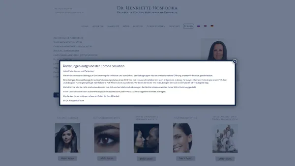 Website Screenshot: HOSPODKA Henriette Dr - HNO & Ästhetische Chirurgie in 1190 Wien | Dr. Hospodka - Date: 2023-06-22 12:13:07