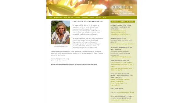Website Screenshot: Christine Steiner, Ätherische Öle - Ätherische Öle – Christine Feik, Raumbeduftung, Aromatherapie – Ärztlich geprüfte Aromapraktikerin - Date: 2023-06-22 12:13:07