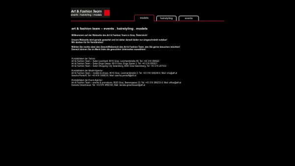 Website Screenshot: Art & Fashion Team - Art & Fashion Team - events . hairstyling . models - AFT - Art & Fashion TeamAFT – Art & Fashion Team - Date: 2023-06-15 16:02:34