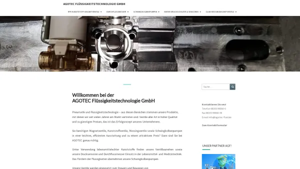 Website Screenshot: AGOTEC Flüssigkeitstechnologie GmbH - AGOTEC Flüssigkeitstechnologie GmbH – Magnetventile – Schwingkolbenpumpen Differenzdruckschalter – Durchflussmesser – Drucksensoren – Druckschalter - Date: 2023-06-22 15:02:29