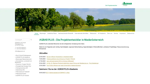 Website Screenshot: AGRAR PLUS Beteiligungs-GmbH - Home - AGRAR PLUS - Die Projektentwickler in Niederösterreich - Date: 2023-06-22 15:02:29