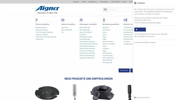 Website Screenshot: Aigner CNC Fräswerkzeuge Neumarkt am Hausruck - Aigner Werkzeuge | Tischler- und Schreinerwerkzeuge - Date: 2023-06-22 12:13:07