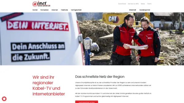 Website Screenshot: www.ainet.at AiNet Aichfeld Netzwerk GmbH - Home - Date: 2023-06-14 10:38:41