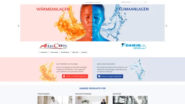 Website Screenshot: AIRCON GmbH - AirCon GmbH - Ihre Experten für Wärmeanlagen und Klimatechnik - Date: 2023-06-15 16:02:34