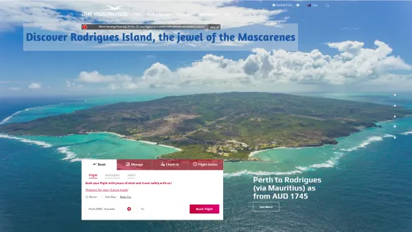 Website Screenshot: With Air Mauritius visit Mauritius the paradise tropical island the Indian Ocean - Home - Date: 2023-06-22 12:13:07