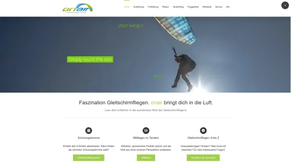 Website Screenshot: AIRsport GmbH - Home - onair PARAGLIDING CENTER - Date: 2023-06-22 12:13:07