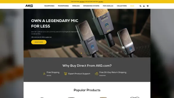 Website Screenshot: AKG Acoustics GmbH - Official AKG Store – Microphones, Headphones, and More! - Date: 2023-06-15 16:02:34