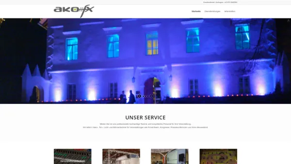 Website Screenshot: akoFX Veranstaltungstechnik - akoFX Veranstaltungstechnik – Messetechnik Konferenztechnik - Date: 2023-06-15 16:02:34