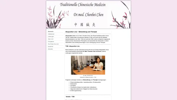 Website Screenshot: Traditionelle Chinesische Medizin Dr. med. univ. Chenbei CHEN - TCM Behandlung und Therapie - Akupunktur Linz - Date: 2023-06-14 10:46:59