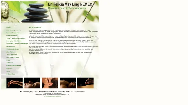 Website Screenshot: Dr. Felicia May Ling Nemec, Wahlärztin für kontrollierte Akupunktur, Nadel und Laserakupunktur - Akupunktur Doktor Felicia May Ling Nemec - Pöchlarn - Date: 2023-06-22 15:00:04