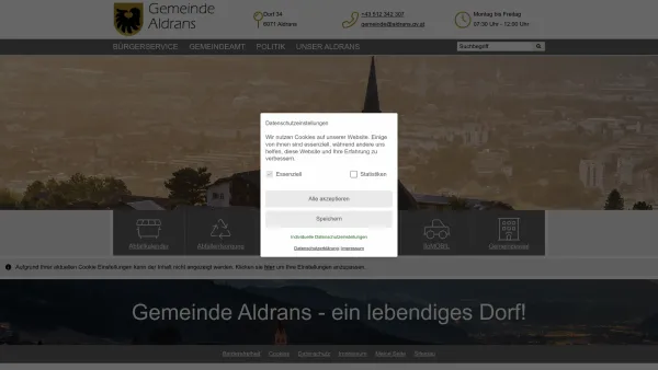 Website Screenshot: Gemeinde Aldrans - Gemeinde Aldrans - Startseite - Date: 2023-06-22 12:13:07