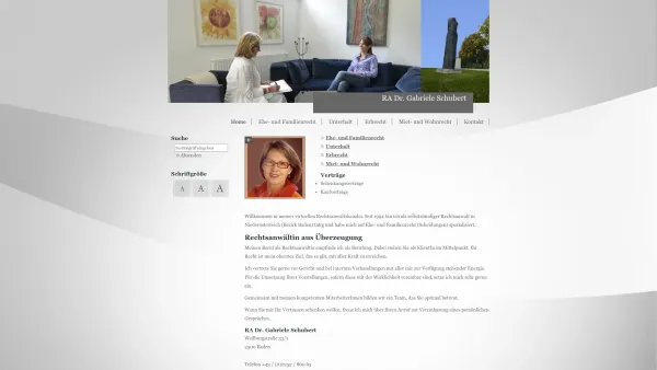 Website Screenshot: Rechtsanwaltskanzlei Dr.Gabriele Schubert - Scheidungsanwalt Baden - Schubert Gabriele, Dr. LL.M. (Europarecht) - Date: 2023-06-22 12:13:07