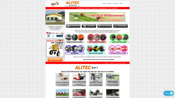 Website Screenshot: Alitec Antriebstechnik für Motoren Getriebe Stromerzeuger und Pumpen in Neulengbach - ALITEC | Antriebstechnik für Motoren, Getriebe, Stromerzeuger. Haushalts- und Rasenroboter - Date: 2023-06-22 12:13:07