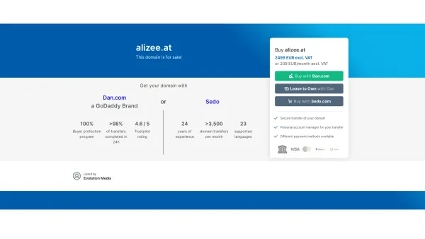 Website Screenshot: ALIZEE Investment AG - alizee.at is for sale! - Date: 2023-06-14 10:38:41