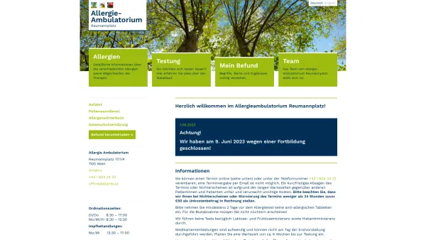 Website Screenshot: Ambulatorium für Allergie und klinische Immunologie Dr. Christof Ebner GmbH - Allergie-Ambulatorium Reumannplatz - Date: 2023-06-14 10:38:41