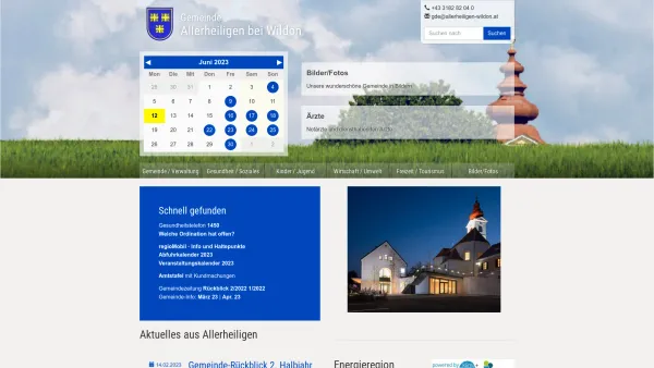 Website Screenshot: Gemeinde Allerheiligen bei Wildon - Gemeinde Allerheiligen bei Wildon - Date: 2023-06-14 10:46:59