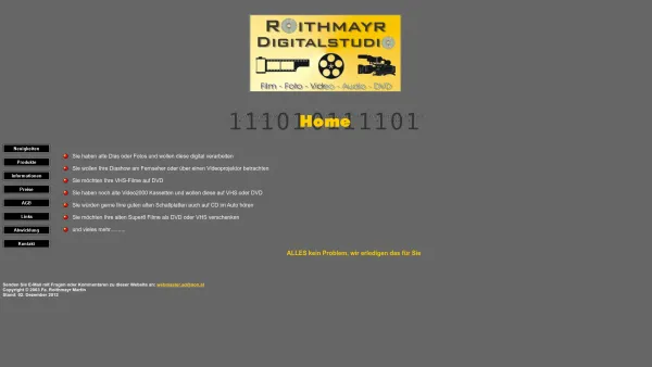 Website Screenshot: Roithmayr Digitalstudio - DVD, V2000, Super8, CD, Tonband, Schallplatten, Dias, Fotos digitalisieren - Date: 2023-06-14 10:38:41