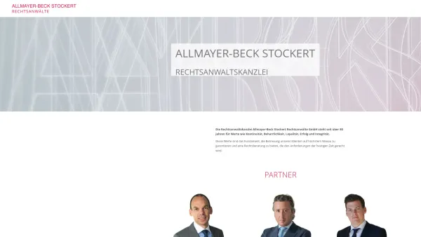 Website Screenshot: Rechtsanwaltskanzlei Allmayer-Beck & Stockert - Kontinuität, Beharrlichkeit, Loyalität, Erfolg und Integrität | ALLMAYER-BECK STOCKERT Rechtsanwälte - Date: 2023-06-15 16:02:34