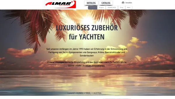 Website Screenshot: ALMAR YACHT COMPONENTS - ALMAR - Bootszubehör - Gangway, Strahlruder, Kran, Davids | Österreich - Date: 2023-06-22 15:04:29