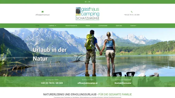 Website Screenshot: Camping Schatzlmühle Ihr Campingpartner Almtal - Camingplatz im Salzkammergut - erholsames Camping im Almtal - Almcamp Schatzlmühle - Date: 2023-06-15 16:02:34