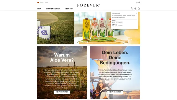 Website Screenshot: Wieser Brigitte Kinesiologie u Forever Living Products GmbH Aloevera FLP Gesundheit Foreverliving - Forever Living Products - Date: 2023-06-22 15:04:29