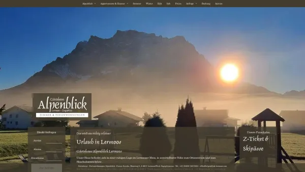 Website Screenshot: Gästehaus "ALPENBLICK" Lermoos - Ferienwohnungen Alpenblick - Lermoos - Date: 2023-06-22 12:13:08