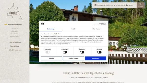 Website Screenshot: Bikergasthof Alpenhof-Annaberg - Günstiger Urlaub : Hotel Gasthof Alpenhof, Annaberg - Date: 2023-06-22 12:13:08