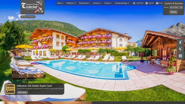 Website Screenshot: www.alpenhotel-tirolerhof.com - Alpenhotel Tirolerhof**** in Neustift - Sommer - Date: 2023-06-22 12:13:08