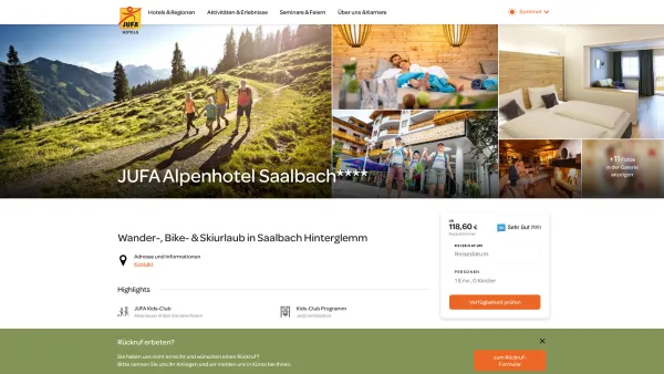 Website Screenshot: Alpenhotel Saalbach - JUFA Alpenhotel Saalbach**** | Wander-, Bike- und Skiurlaub - Date: 2023-06-22 12:13:08