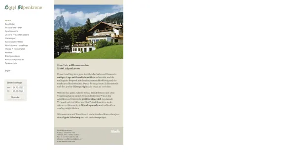 Website Screenshot: Hotel Alpenkrone - Hotel AlpenkroneHotel Alpenkrone - Herzlich willkommen - Date: 2023-06-22 12:13:08