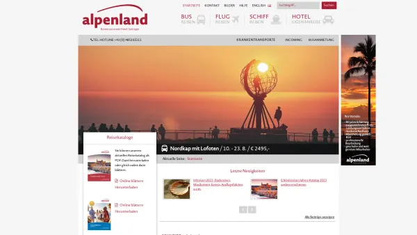 Website Screenshot: Reisebüro Alpenland TUI Travelstar Alpenland KG Emil Manfreda & Co. - Startseite - Reisebüro Alpenland Lienz - Busreisen - Flugreisen - Date: 2023-06-22 12:13:08