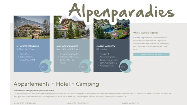 Website Screenshot: Apparthotel Bergkristall Anita Alpenparadies Ihr Urlaubsparadies Zillertal Mayrhofen - Camping, Apartments, Pension & Hotel in Mayrhofen | alpenparadies.com - Date: 2023-06-22 12:13:08